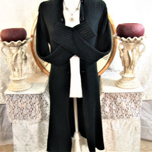 FRESH ELEMENTS Hooded sweater cardigan long blk M